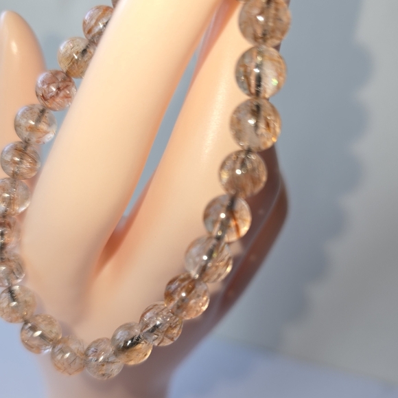 8mm Black Golden Super Seven Bracelet - Picture 4 of 12